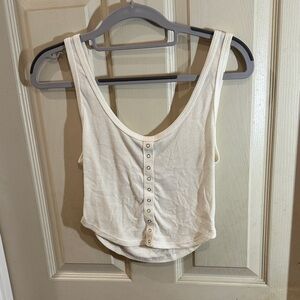 Women's Cream Button-Down crop Top